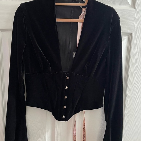 House of CB Leonora Stretch Velvet Corset- Black - Picture 5 of 6